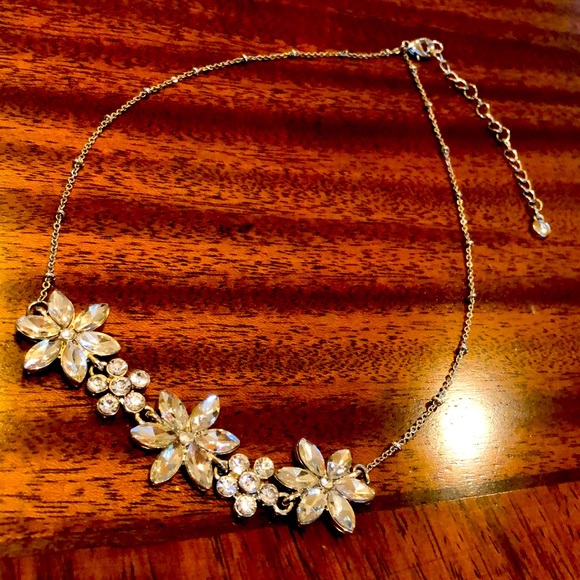 Lauren Conrad Christmas Poinsettia CZ bling necklace
